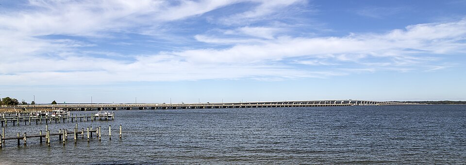 The Choptank River and the Malkus Bridge at Cambridge, Maryland